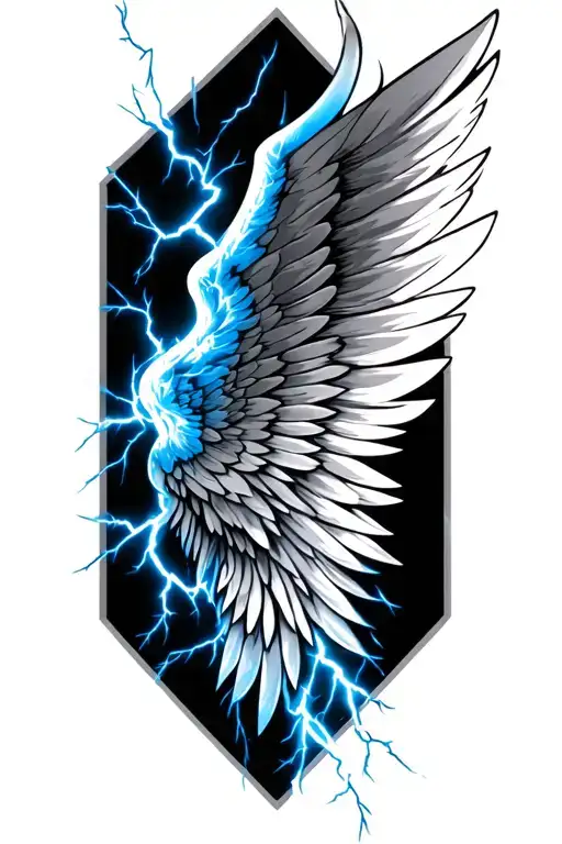Fine Line Geometry Wing With Realistic Blue Lightning