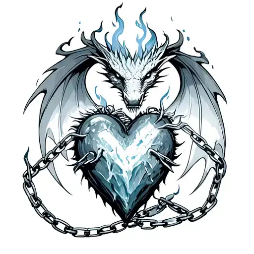 Frozen Heart Bound By Chains Guarded By A Dragon Breathing Fire