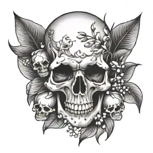Skull With A Bouquet Of Lily Of The Valley