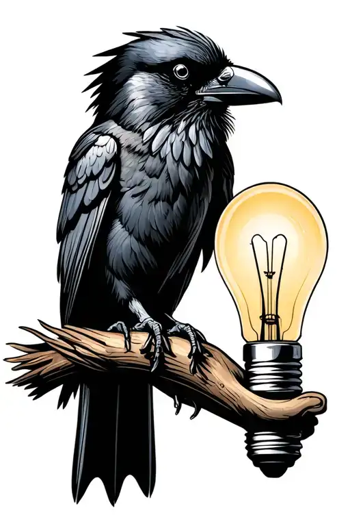 Crow Holding A Light Bulb