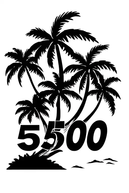 Simple Blackwork Florida Outline With Palm Trees And The Numbers 5500