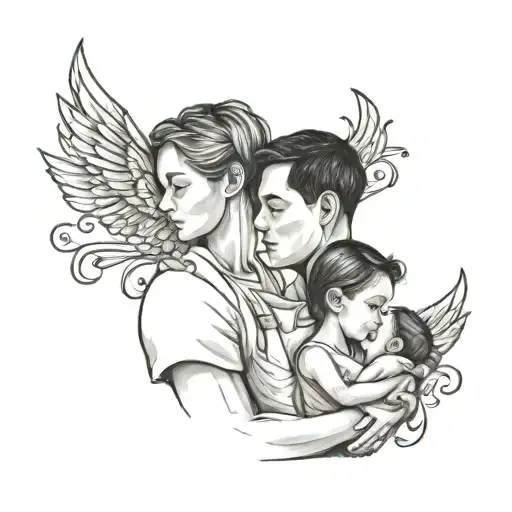 Symbolic Family With Three Children