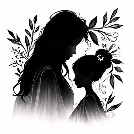 Mom And Daughter Minimalist Tattoo Design