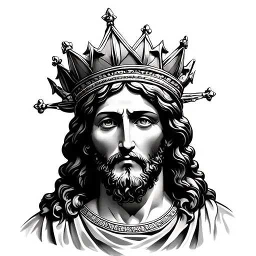 Jesus Face With A Crown Looking Forward With The Face