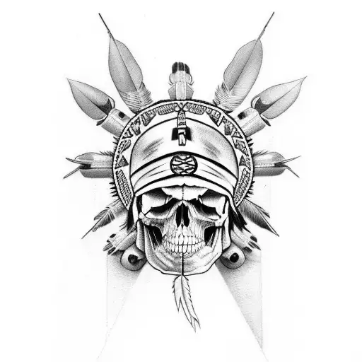 Full Sleeve Native America Theme With Skulls