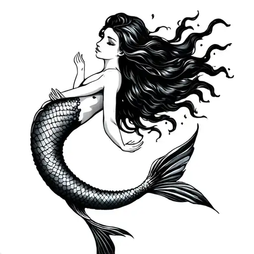 Traditional Mermaid Swimming Upward