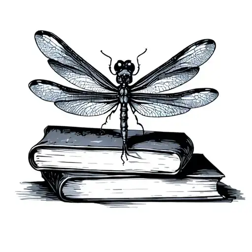 Dragonfly And Books Gothic Inspired