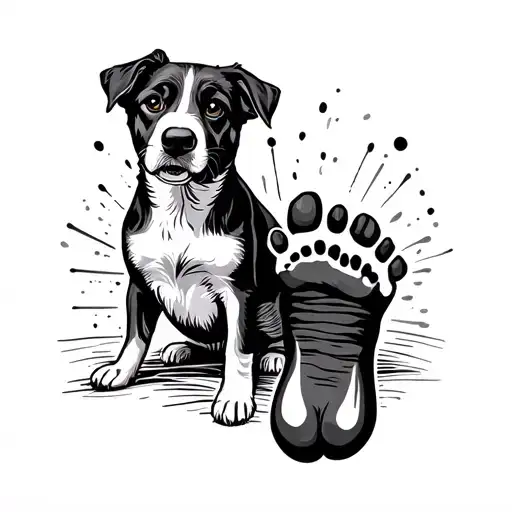 Dalamatian Dog Breed And Baby Foot Print