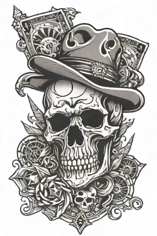 Western With Skull And Aces Cool Line