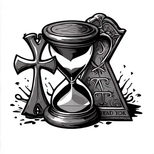 Hourglass With Ankh And Tombstone