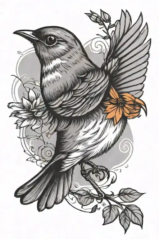 Robin Bird Flying Away