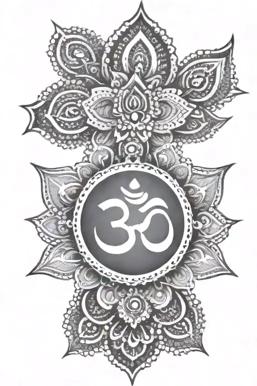 Om Hindu Symbol Arm Tattoo Sleeve Design Featuring