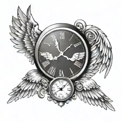 Clock With Infinity Symbol With Angel Wings
