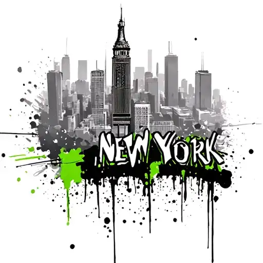 New York Theme Trash Polka Style Black And Green