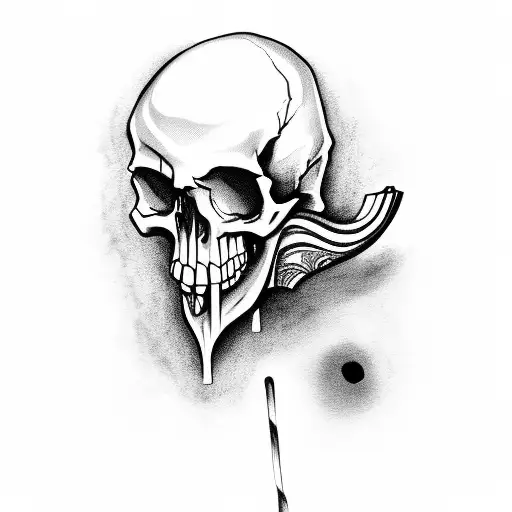Skull Biting A Guitar