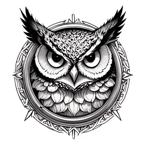 Owl Inside Of A Kaleidoscope On Fore Arm