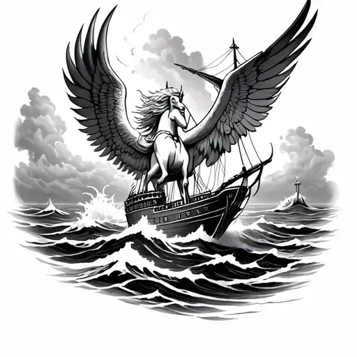Valkyrie Pegasus Ship Sailing Through Stormy Seas