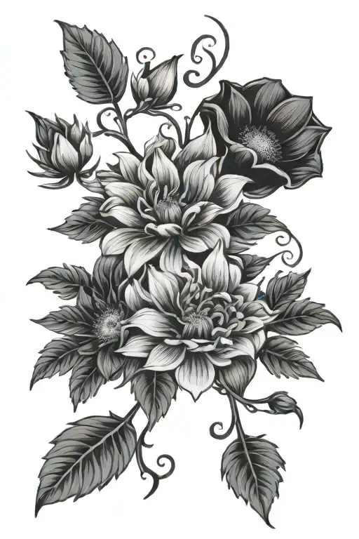 Chrysanthemum And Morning Glory Vine