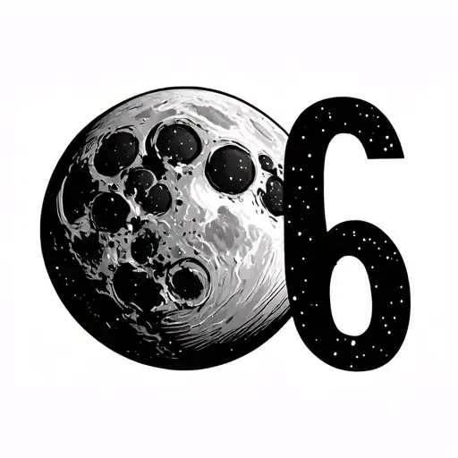 Moon With Number 6 Modern Nasa Spacex Style Of