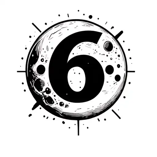 Moon With Number 6 Modern Nasa Spacex Style Of