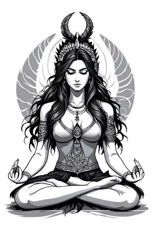 Female Warrior Meditating