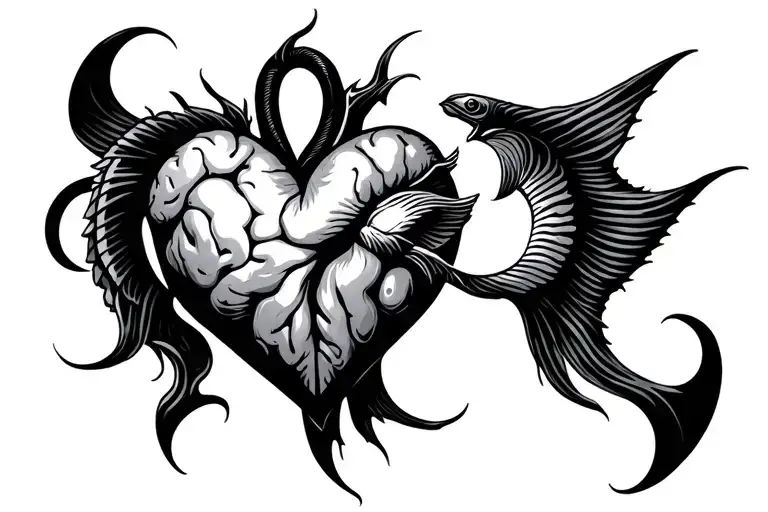 Brain Storm Heart Pisces Zodiac Symbol