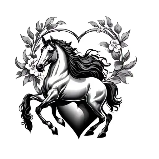 Rearing Horse Over Heart