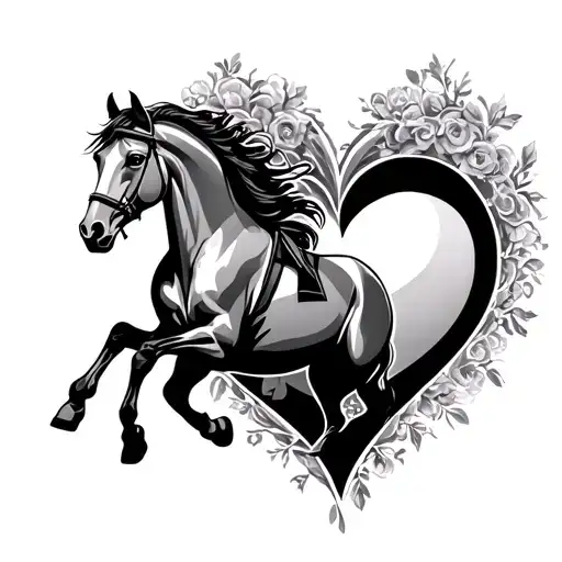 Horse Jumping Over Heart Shape