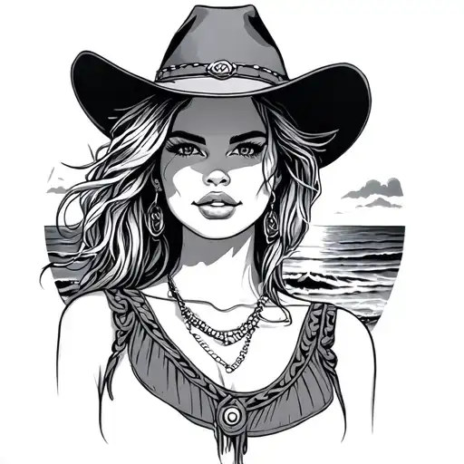 Costal Cowgirl At The Beach Sunset