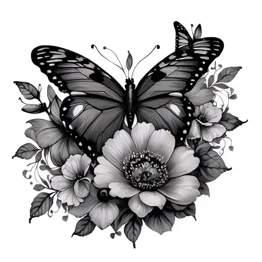 Floral Design With Butterflies