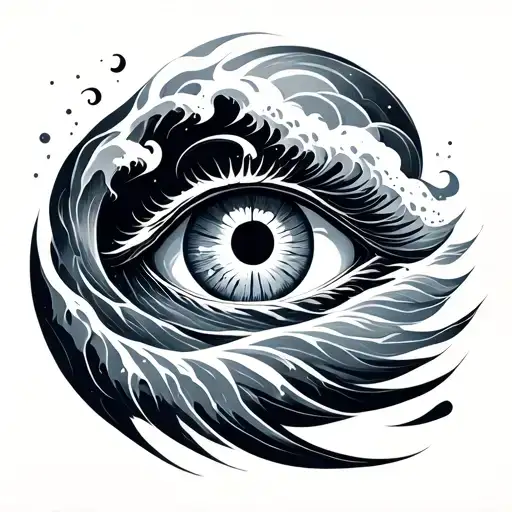 The Ocean Waves And A Eye Symbol Integrated