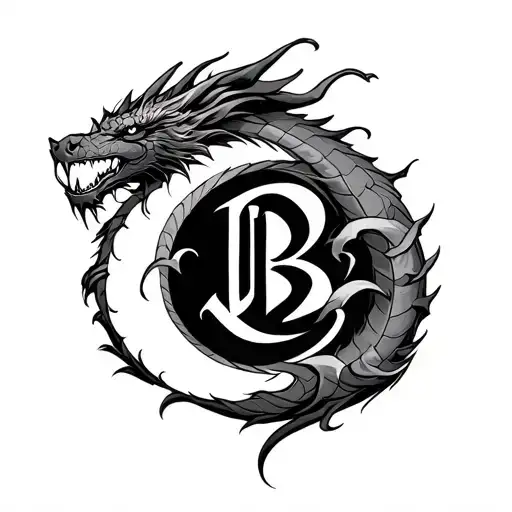 Moon Dragon Initials