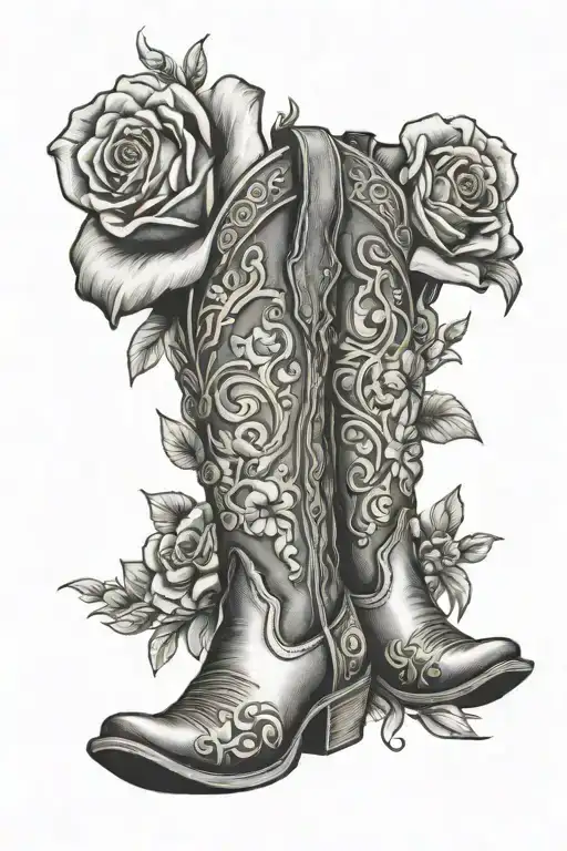 Cowboy Boot Flowers Cows