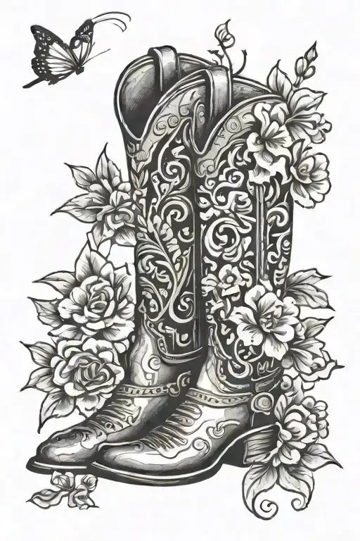 Cowboy Boot Flowers Cows Fineline