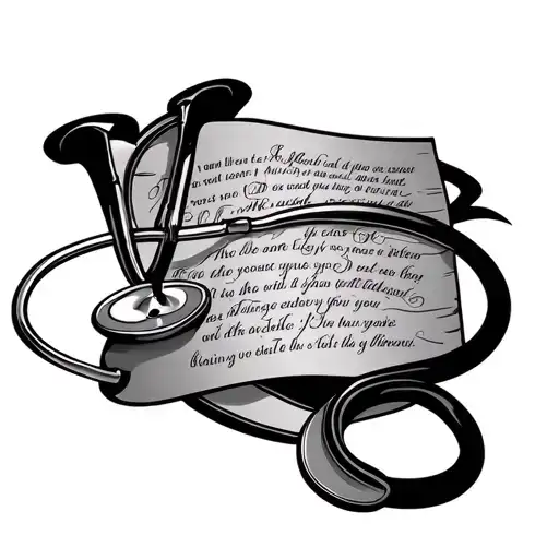 An Intricate Design Combining A Stethoscope And A Bible Verse About Healing