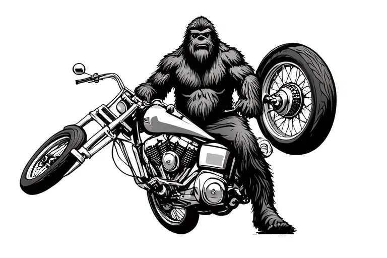 Bigfoot Riding Motorcycle