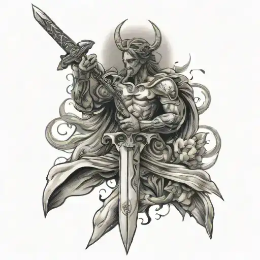 A Medical Cross Morphing Into A Sword Held By An Angel