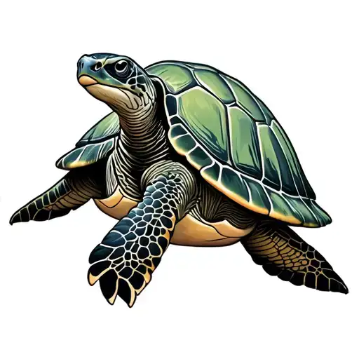 Green Turtle And Frangipan