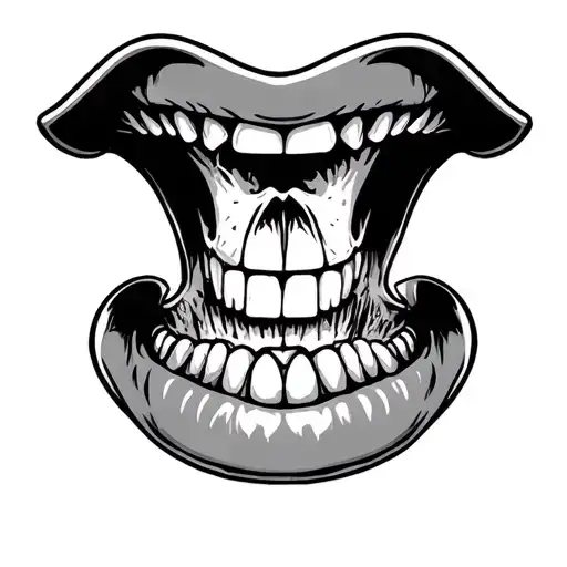 Goth Mouth Teeth Showing Skull Print