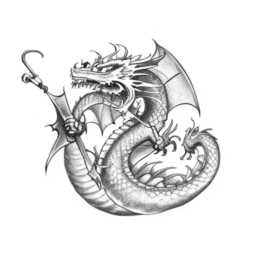 Dragon Curling Round A Crumbling Rock