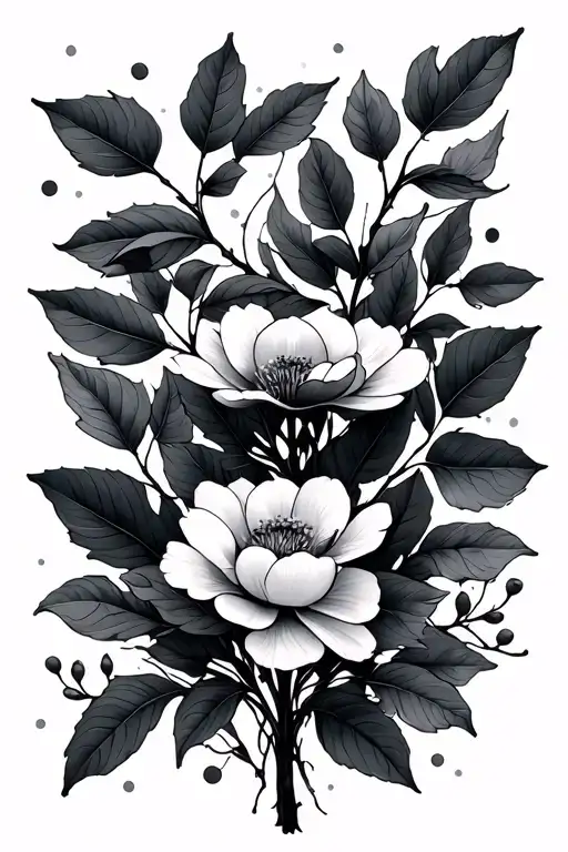 Long Branches With Only A Few Leaves And Flowers