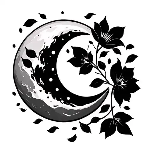 Moon With Flower Petals Floating For A Guy