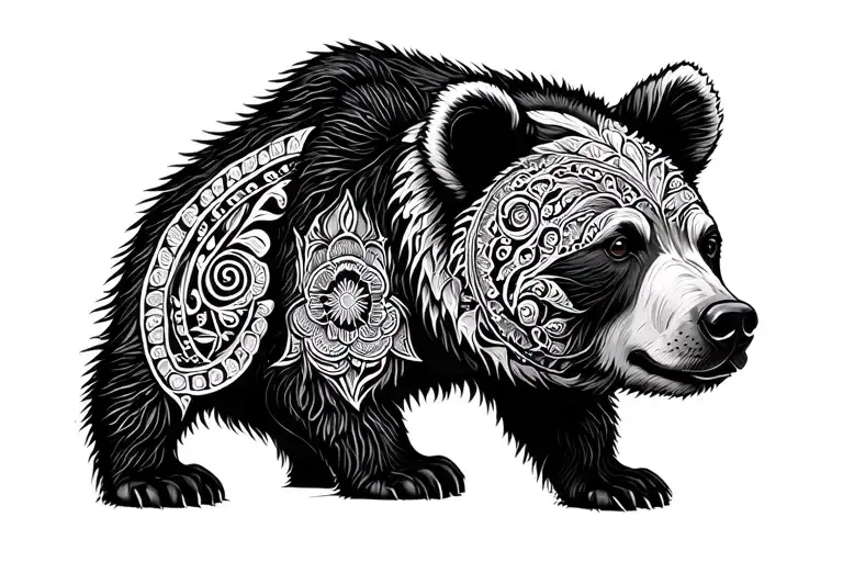 Bear Cub Mandala Design