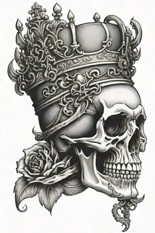 Skull Wearing Crown And Dagger Through It On The Top