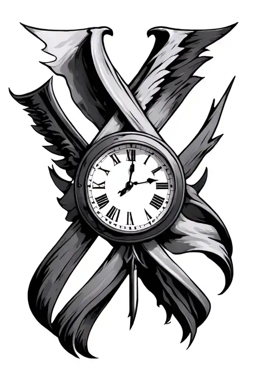 Clock Cross Flag Intertwined