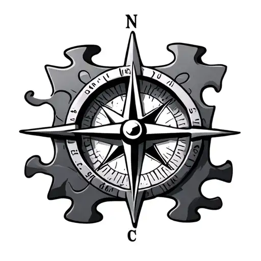 Compass In Puzzle Piece