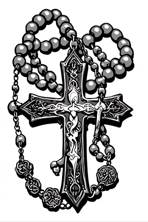 Cross And Rosary Beads