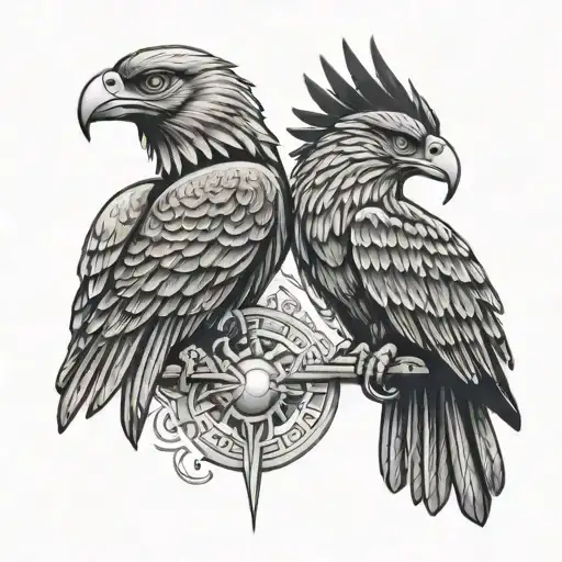 Horus Eagle Next To Greek Nyx