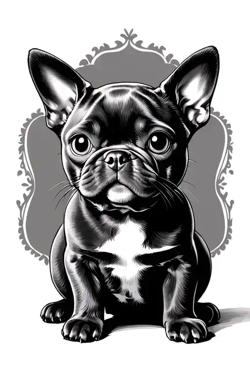 Little Girl French Bulldog Cat Sitting