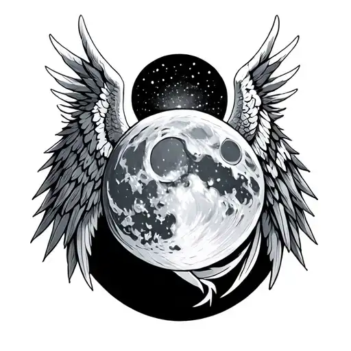 Moon And Viking Angel Wings